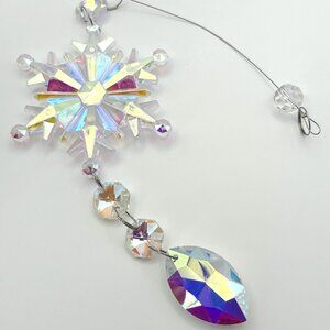 Winter Wonderland Iridescent Snowflake Crystal Prism Suncatcher Sun Hanging New